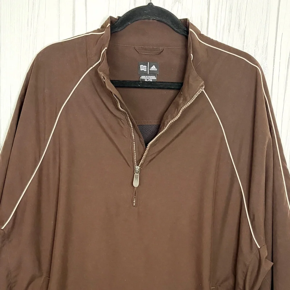 ADIDAS Men’s Y2K Dark Brown 1/4-Zip ClimaProof Windbreaker‎ Jacket, XL
